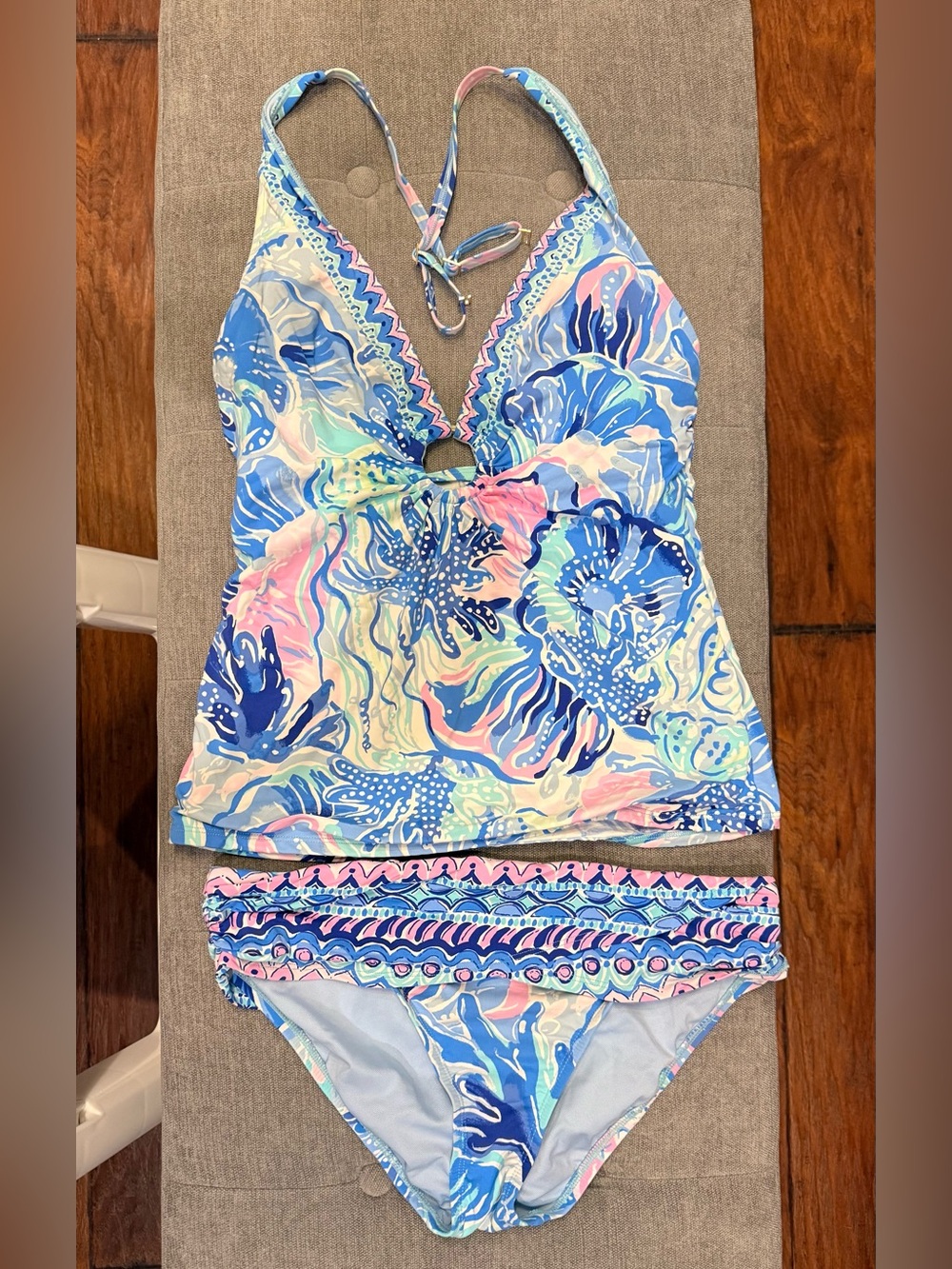 Lilly Pulitzer Blue, Pink & Aqua Floral Tankini Set